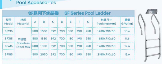 SF215 Escada de piscina de aço inoxidável