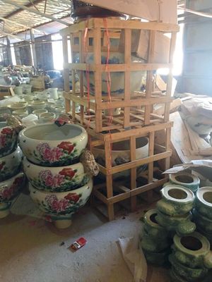 Bacia cerâmica chinesa dos peixes do teste padrão 520mm da peônia com lâmpada