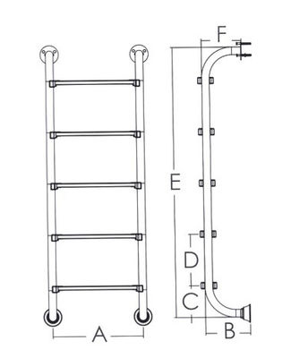 4 escada de aço inoxidável da piscina de etapas 1.0mm