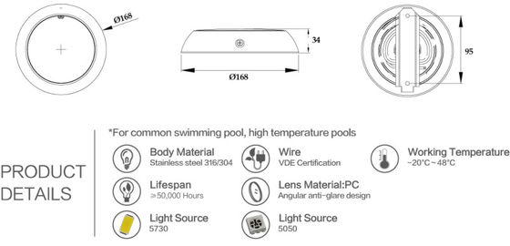 Única cor Ip68 luzes subaquáticas impermeáveis do diodo emissor de luz de 12 watts