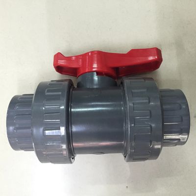 Válvula de bola preta da união do dobro do vermelho DN20 UPVC
