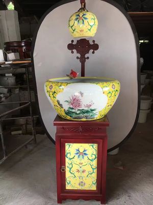 Bacia home dos peixes do GV Koi da decoração com teste padrão da peônia