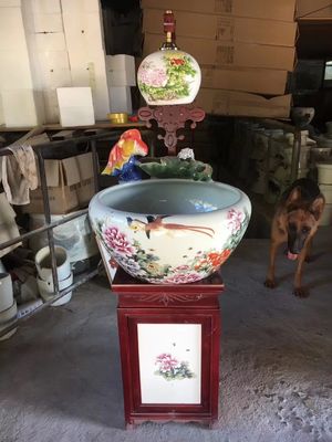 Bacia home dos peixes do GV Koi da decoração com teste padrão da peônia