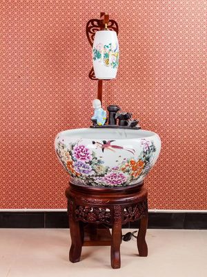 Bacia home dos peixes do GV Koi da decoração com teste padrão da peônia