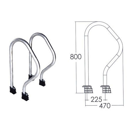 Tipo trilhos de aço inoxidável da flange da etapa da piscina de 1.0mm